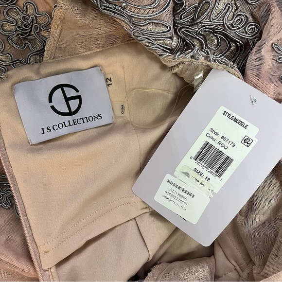 JS COLLECTION Pink Soutache Short Sleeve Full-Length Formal Dress / Gown - NWT - Picture 17 of 17